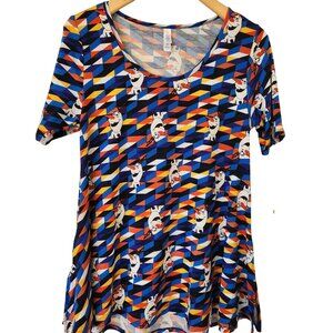 Disney Olaf Frozen Geometric Print Swing Tunic Top Shirt Vacation Cute Comfy S